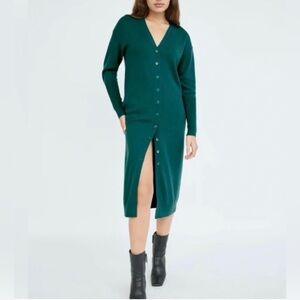 EUC Aritzia Wilfred Utopia Merino Wool Knit Midi Dress in Suave Green
